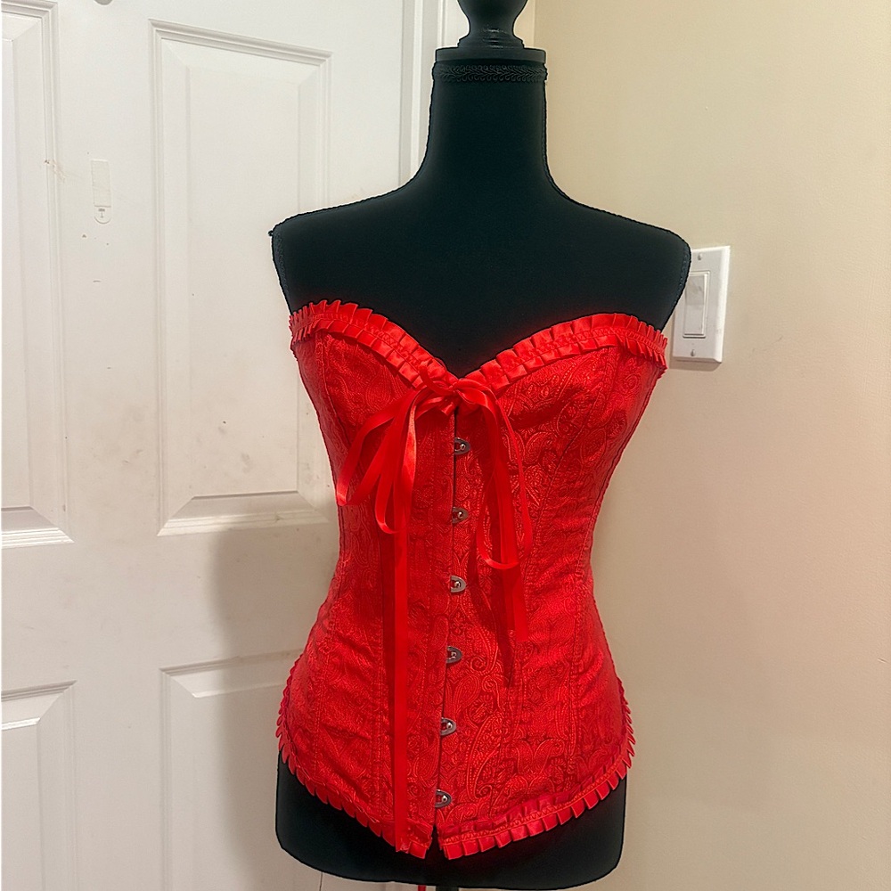 Scarlet Lace Bustier with Satin Bow